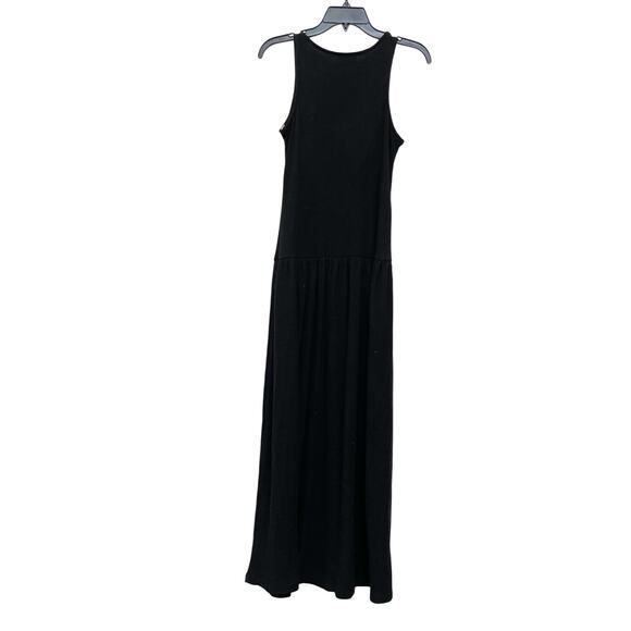 Universal Thread Women's Ribbed Drop Waist Knit Midi Slip Dress Black Size XS - Picture 3 of 6